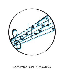 Set of musical notes on a pentagram
