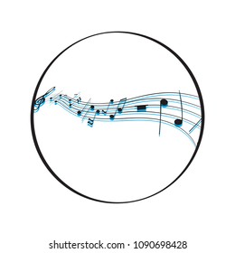 Set of musical notes on a pentagram