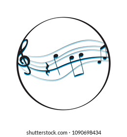 Set of musical notes on a pentagram