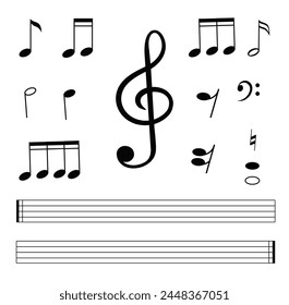 Set of musical notes on a white background. Vector illustration