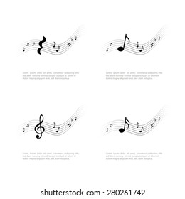 Set of musical notes on a white background. Vector illustration