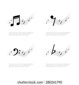 Set of musical notes on a white background. Vector illustration