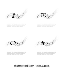 Set of musical notes on a white background. Vector illustration