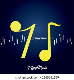 Set of musical notes over a colored background - Vector