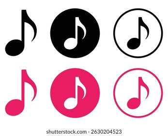 Set of Musical Notes silhouette icon vector illustration isolated on white background