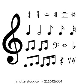 Music Notes Symbols Curves Swirls Isolated Stock Vector (Royalty Free ...