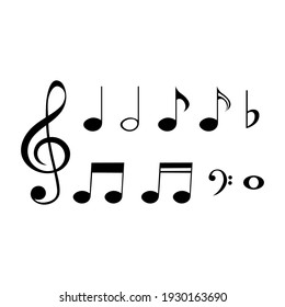 Set of musical notes and symbols, vector illustration.