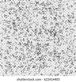 Set of musical notes with treble clef on transparent background. Vector Illustration. EPS10