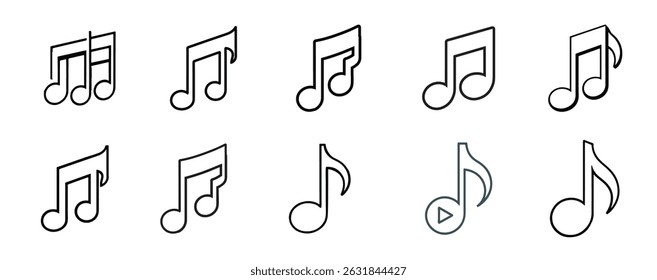 A set of musical notes in various shapes.