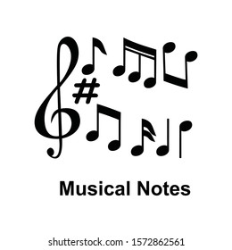 Set of musical notes vector silhouette. Music symbol 