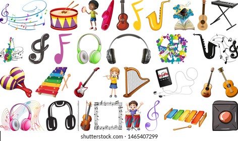 Set of musical objects illustration