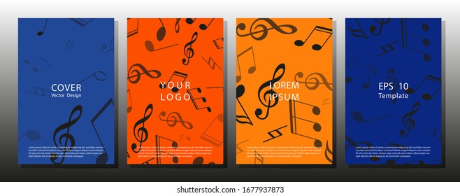 Set of musical ornament illustration concept. Karaoke bar poster. Mensural musical notation. live music concept.