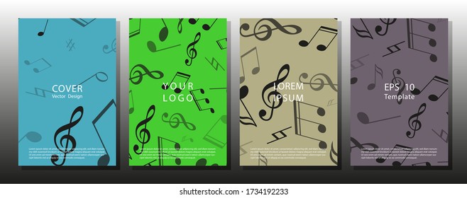 Set of musical ornament illustration concept. Vector music note background design. Music album cover. live music concept.