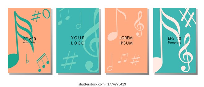 Set of musical ornament illustration concept. Art music, book, poster, abstract, ottoman motifs, element. Mensural musical notation. live music concept.