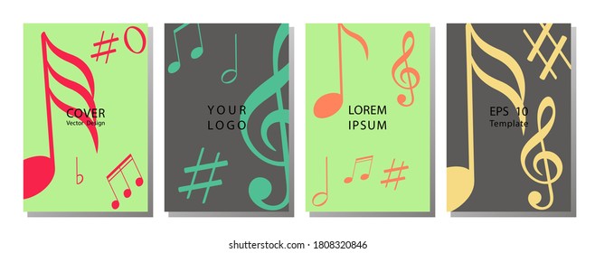 Set of musical ornament illustration concept. Karaoke bar poster. Music notes. live music concept.
