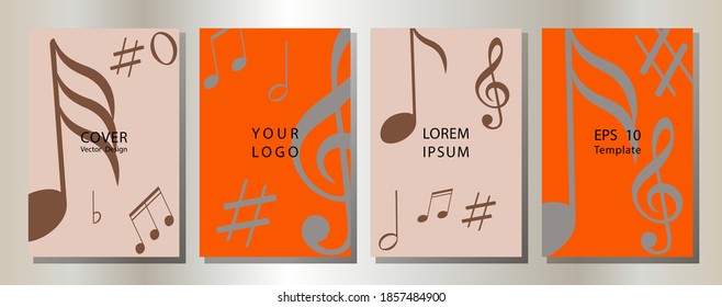 Set of musical ornament illustration concept. Art music, book, poster, abstract, ottoman motifs, element. Mensural musical notation. live music concept.