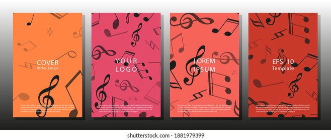 Set of musical ornament illustration concept. Vector music note background design. Music album cover. live music concept.