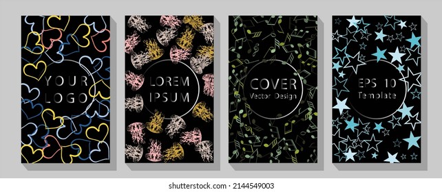 Set of musical ornament illustration concept. Tech science future background, space astronomy concept.