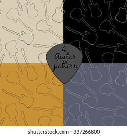 Set of musical seamless pattern with guitars. Vector illustration