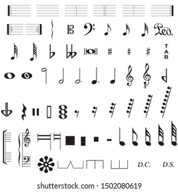 set of musical symbols , Elements of musical symbols, icons and annotations. vector

