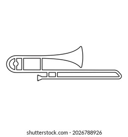 Conjunto de instrumentos de viento musicales tuba, contorno negro ilustración vectorial aislada
