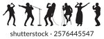 Set of musicians silhouettes. singer silhouettes. Musicians  and singers vector silhouette set. 
