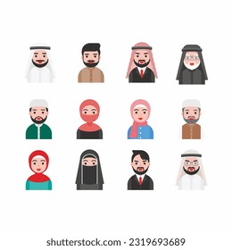 set of muslim avatar vector illustration