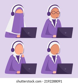 Set of muslim customer service
