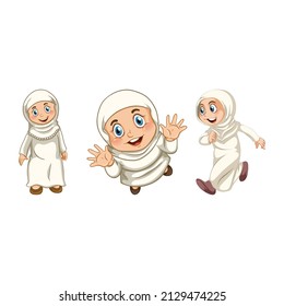 Set of muslim happy people logo design