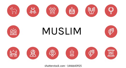 Set of muslim icons such as Camel, Pastafarianism, Incense burner, Mosque, Prayer, Bead, Muslim, Lantern, Islam , muslim