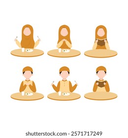 Set of Muslim Kid Ramadan Activity Illustration