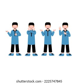 Set Of Muslim Little Boy Character