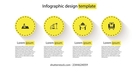Set Muslim man prays, Oil pump or pump jack, Table food and Holy book of Koran. Business infographic template. Vector