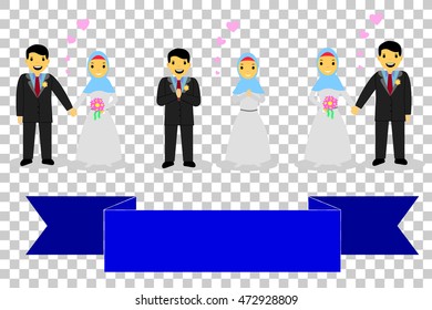set of Muslim and Muslimah bride couple
