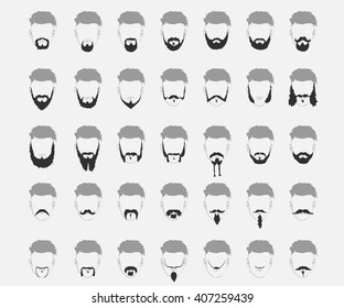 Set of mustache and beard of different lengths