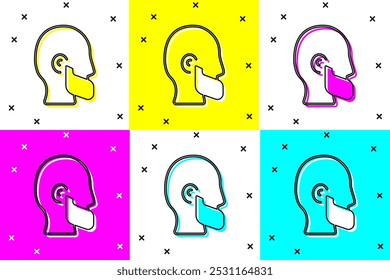 Set Mustache and beard icon isolated on color background. Barbershop symbol. Facial hair style.  Vector