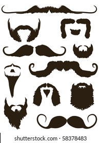 Set of mustache and beard silhouettes.  No Shave November - Movember