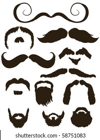 Set of mustache and beard silhouettes for No Shave November - Movember