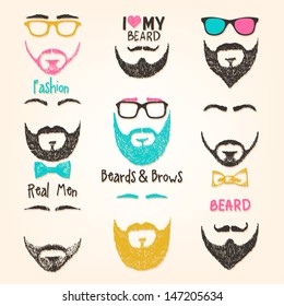 Set of mustache and beards