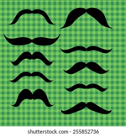 Set of mustache (mustache collection), retro style, vector illustration