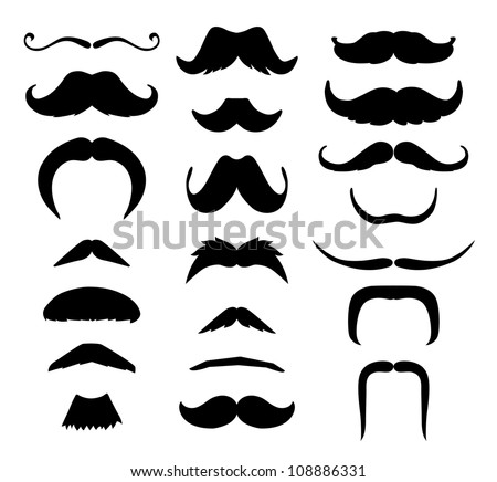 Set of mustache (mustache collection),  retro style, vector illustration.