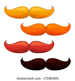 Set of mustache of different colors. Vector illustration.