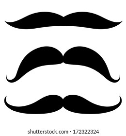 Set of mustache of different shapes. Vector illustration.