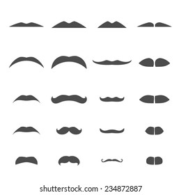 set of mustache face parts vector illustration
