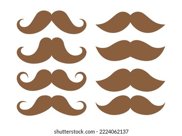 Set of mustache in flat style isolated