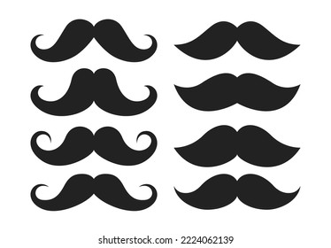 Set of mustache in flat style isolated