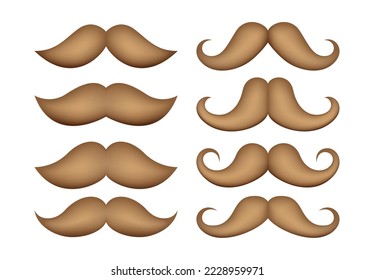 Set of mustache in flat style isolated