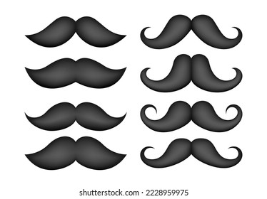 Set of mustache in flat style isolated