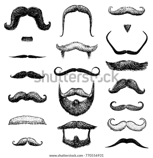 Set Mustache Funny Beard Men Hipster Stock Image Download Now