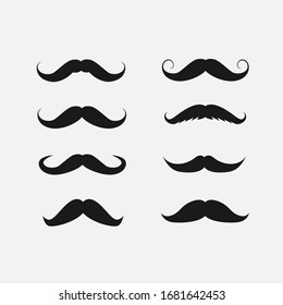 Set of Mustache icon vector design isolated on white background.